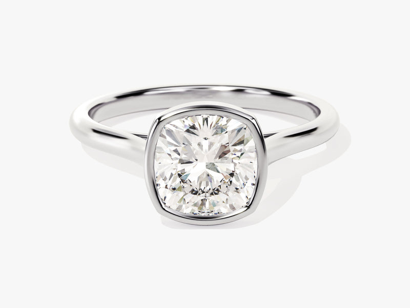 Bezel Cushion Moissanite Engagement Ring (2.00 CT)