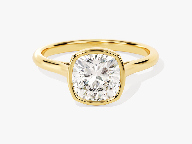 Bezel Cushion Moissanite Engagement Ring (2.00 CT)