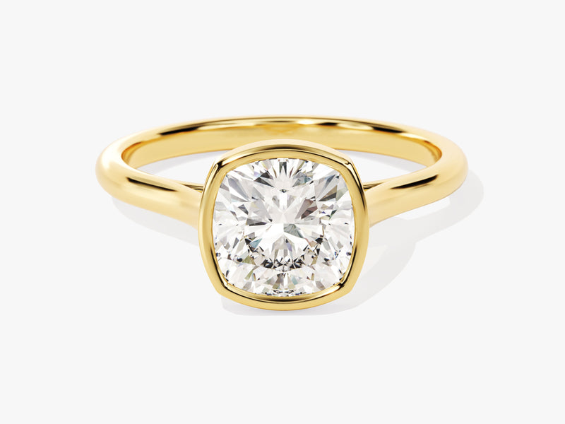 Bezel Cushion Lab Grown Diamond Engagement Ring (2.00 CT)