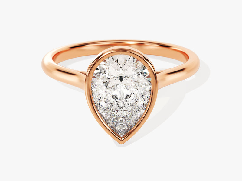 Bezel Pear Moissanite Engagement Ring (2.00 CT)