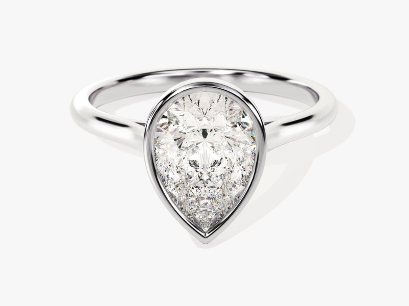 Bezel Pear Moissanite Engagement Ring (2.00 CT)