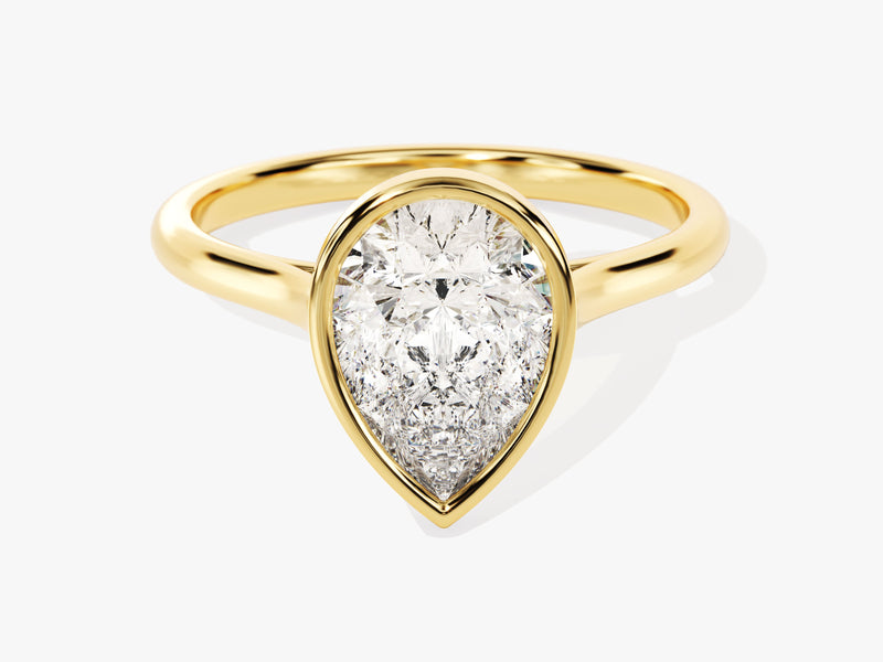 Bezel Pear Moissanite Engagement Ring (2.00 CT)