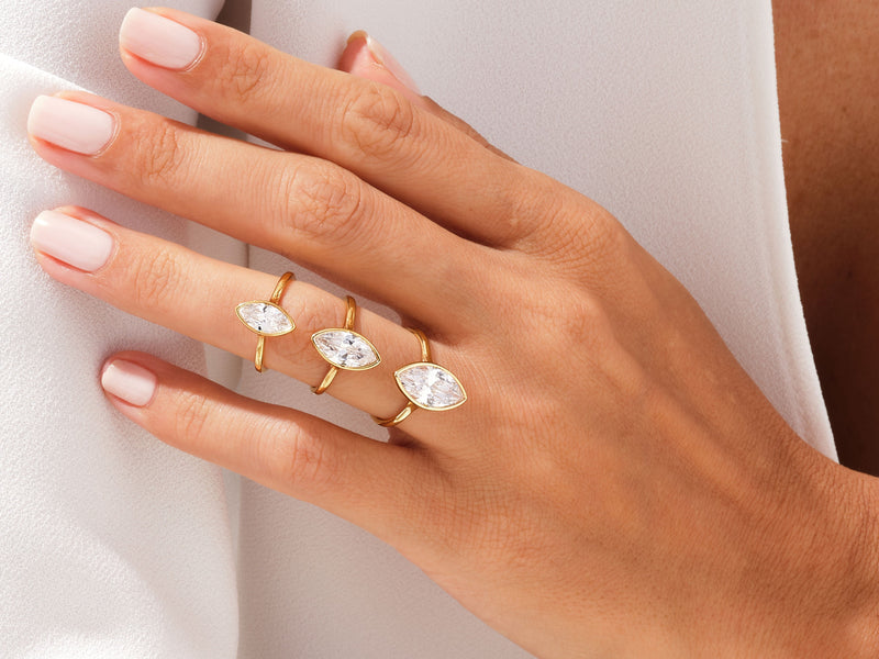 Bezel Marquise Lab Grown Diamond Engagement Ring (2.00 CT)