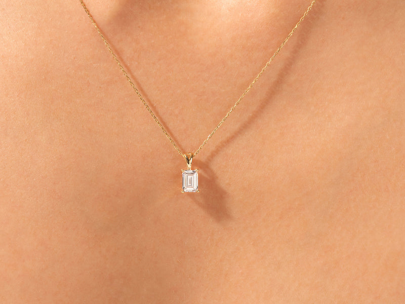 Emerald Cut Lab Grown Diamond Solitaire Pendant (1.00 CT)