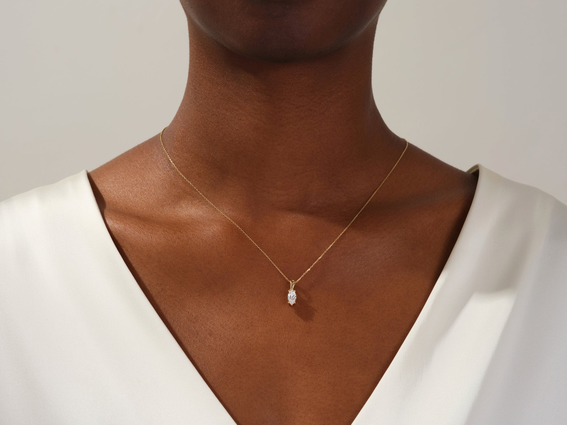 Marquise Cut Lab Grown Diamond Solitaire Pendant (0.50 CT)
