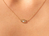 Evil Eye with Eyelashes Diamond Necklace (0.10 CT) in 14k Solid Gold