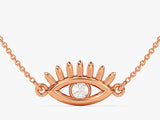 Evil Eye with Eyelashes Diamond Necklace (0.10 CT) in 14k Solid Gold