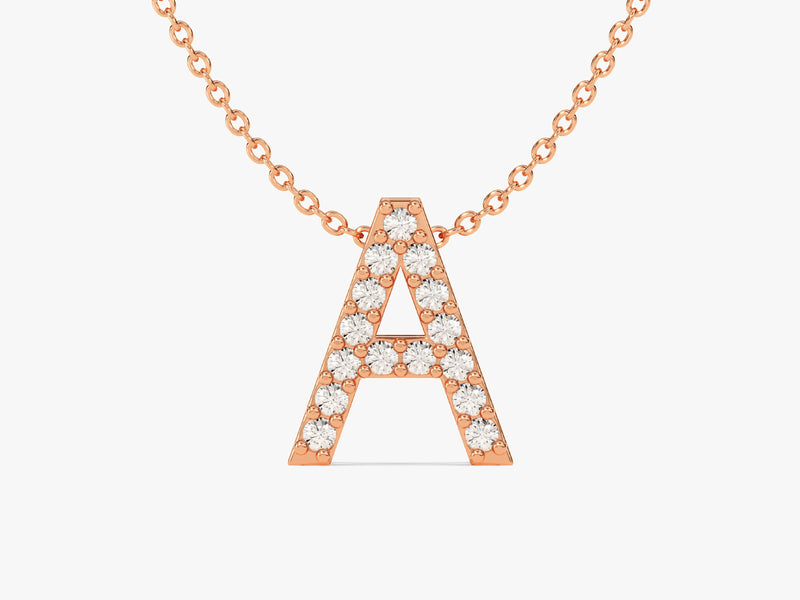 Diamond Initial Letter Necklace in 14k Solid Gold