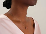 Diamond Initial Large Letter Necklace in 14k Solid Gold