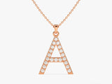 Diamond Initial Large Letter Necklace in 14k Solid Gold