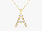 Diamond Initial Large Letter Necklace in 14k Solid Gold