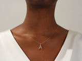 Diamond Initial Large Letter Necklace in 14k Solid Gold