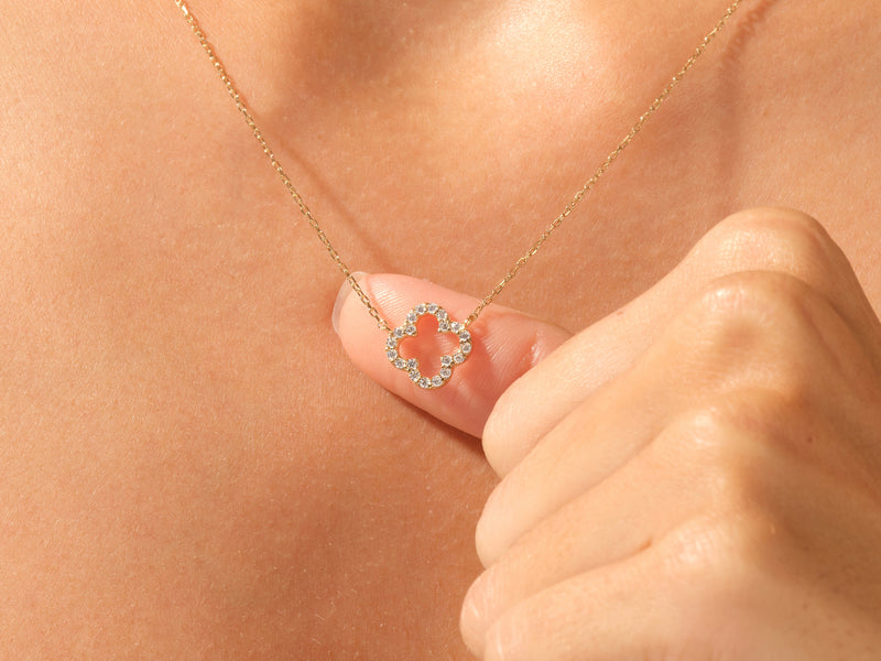 Diamond Clover Necklace (0.30 CT) in 14k Solid Gold