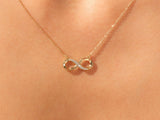 Pave Set Infinity Diamond Necklace (0.11 CT) in 14k Solid Gold