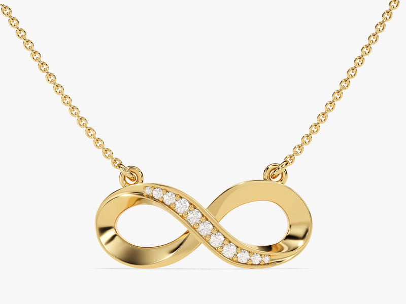 Pave Set Infinity Diamond Necklace (0.11 CT) in 14k Solid Gold