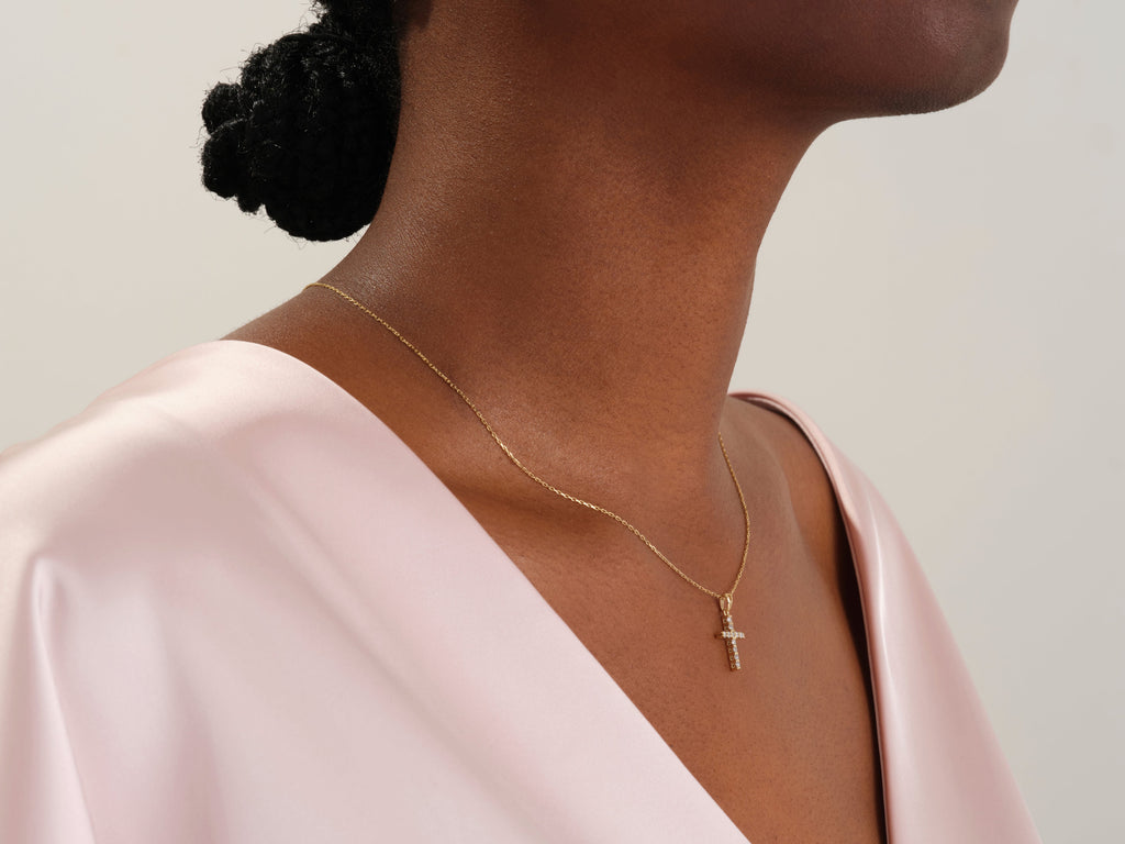 Diamond Cross Pendant (0.22 CT) in 14k Solid Gold