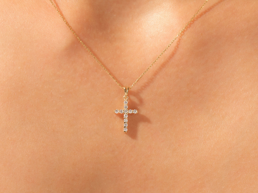 Diamond Cross Pendant (0.22 CT) in 14k Solid Gold