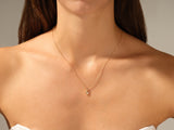 Single Stone Diamond Pendant Necklace (0.10 CT)  in 14k Solid Gold