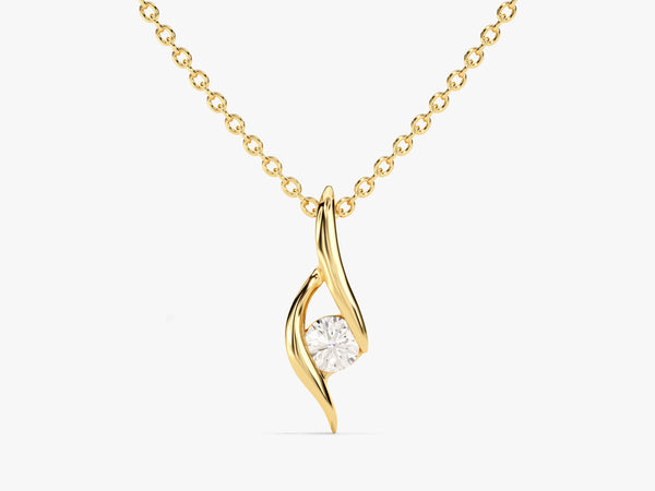 Single Stone Diamond Pendant Necklace (0.10 CT)  in 14k Solid Gold