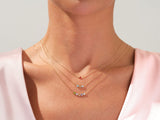 Bezel Set Round Birthstone Family Necklace in 14k Solid Gold