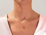 Bezel Set Pear Birthstone Pendant Necklace in 14k Solid Gold