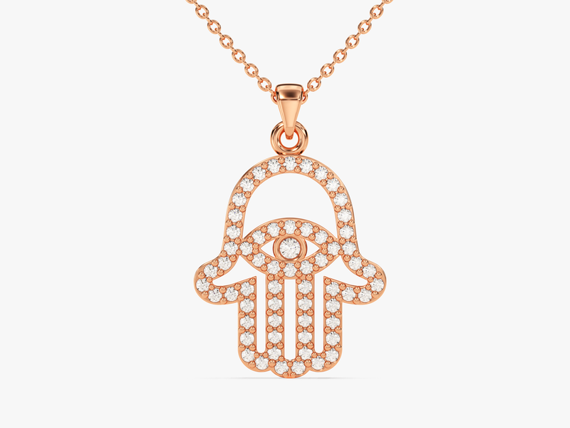 Diamond Hamsa Necklace (0.31 CT) in 14k Solid Gold