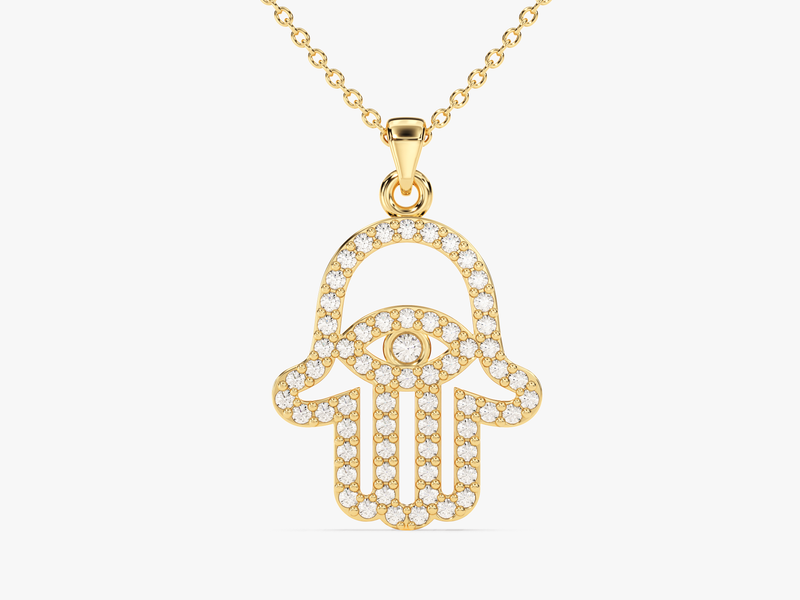 Diamond Hamsa Necklace (0.31 CT) in 14k Solid Gold