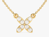 Round Cut Diamond Clover Charm Necklace (0.24 CT)  in 14k Solid Gold