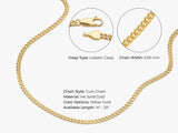 14k Yellow Gold 3.0mm Cuban Curb Chain Necklace