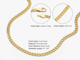 14k Yellow Gold 5.0mm Cuban Curb Chain Necklace