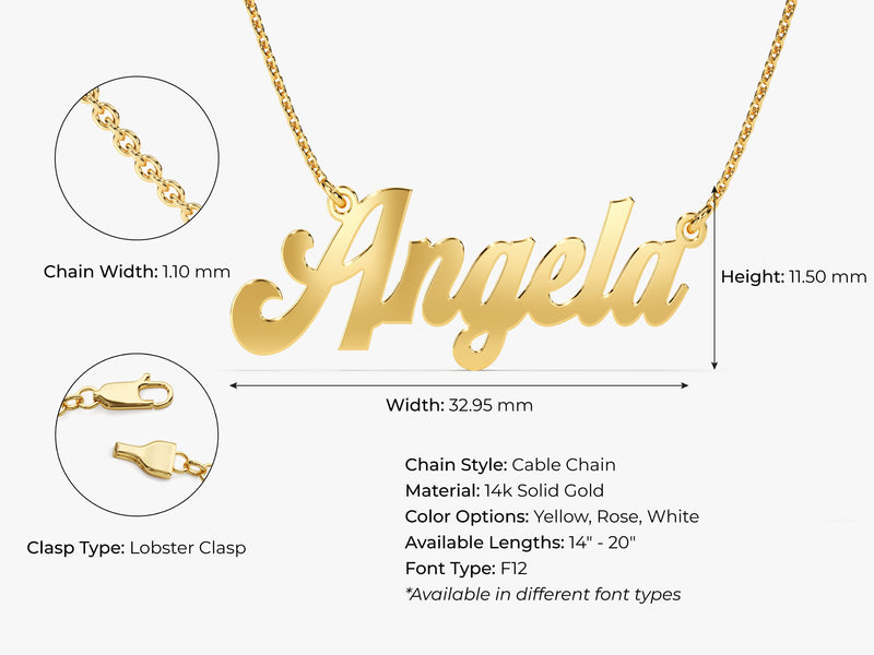 14k Solid Gold Bold Name Necklace