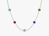 Bezel Set Birthstone Station Necklace - Gold Vermeil