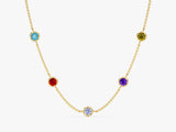 Bezel Set Birthstone Station Necklace - Gold Vermeil