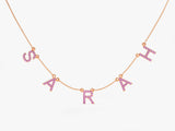 Birthstone Name Necklace in 14k Solid Gold