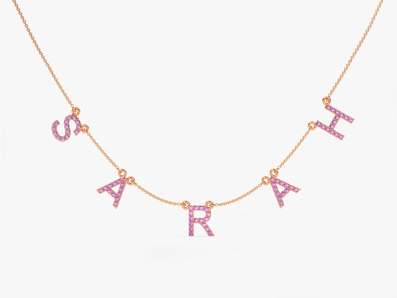 Birthstone Name Necklace - Gold Vermeil