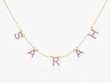 Birthstone Name Necklace in 14k Solid Gold