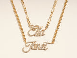 14k Solid Gold Cuban Chain Diamond Name Necklace