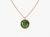 Bezel Set Round Birthstone Solitaire Necklace in 14k Solid Gold