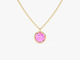 Bezel Set Round Birthstone Solitaire Necklace - Gold Vermeil