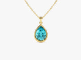 Bezel Set Pear Birthstone Pendant Necklace - Gold Vermeil