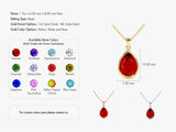 Bezel Set Pear Birthstone Pendant Necklace in 14k Solid Gold