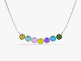 Bezel Set Round Birthstone Family Necklace - Gold Vermeil