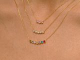 Bezel Set Round Birthstone Family Necklace in 14k Solid Gold