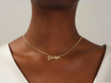 14k Solid Gold Cuban Chain Bold Name Necklace