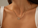 14k Solid Gold Figaro Chain Diamond Name Necklace