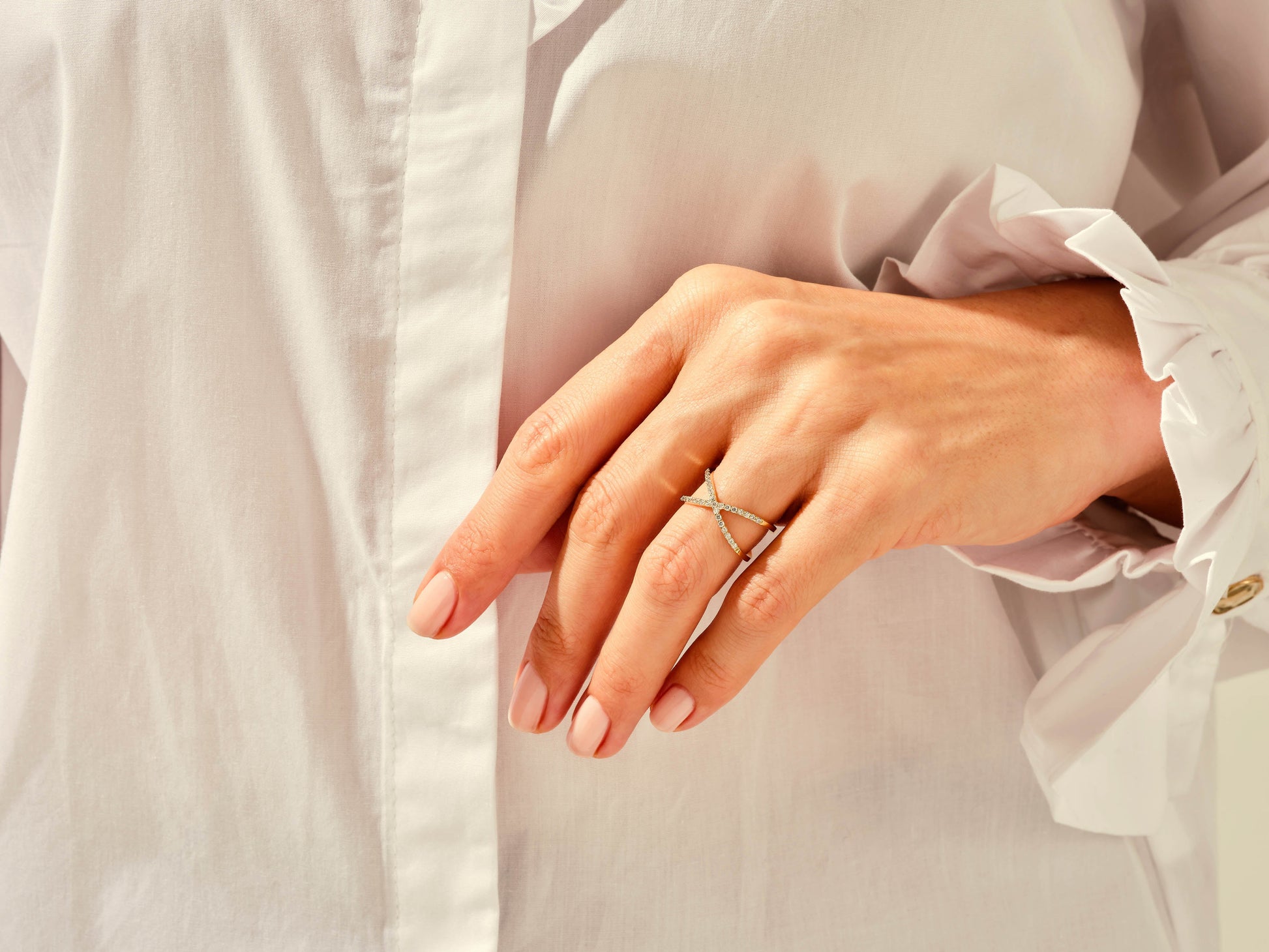 Criss Cross Moissanite Wedding Band