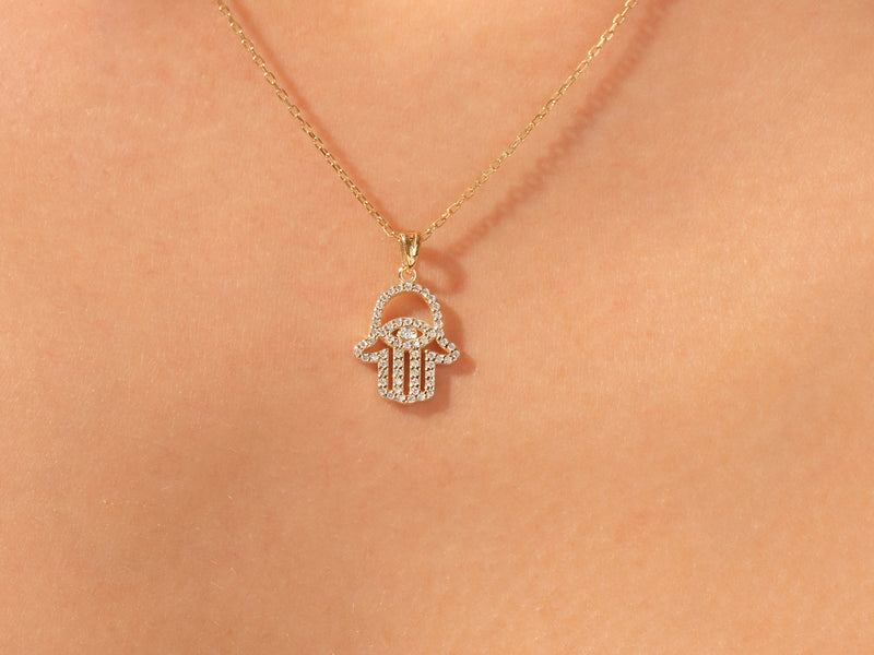 Diamond Hamsa Necklace (0.31 CT) in 14k Solid Gold