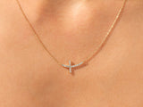 Large Sideways Cross Diamond Necklace (0.27 CT)  in 14k Solid Gold