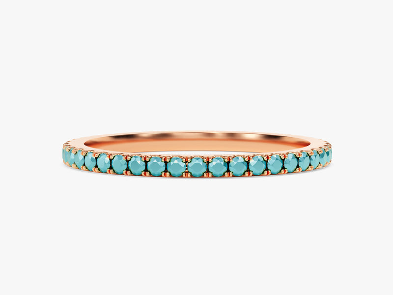 14k Solid Gold Turquoise Wedding Band