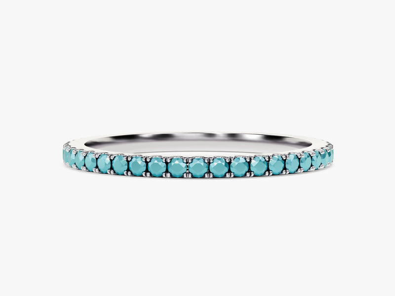 14k Solid Gold Turquoise Wedding Band